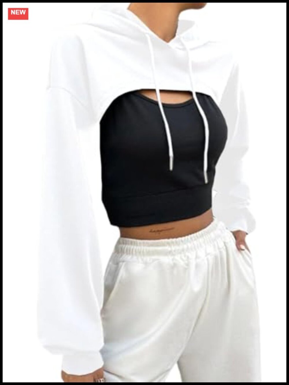 Women Super Cropped Hoodie Long Sleeve Workout Top